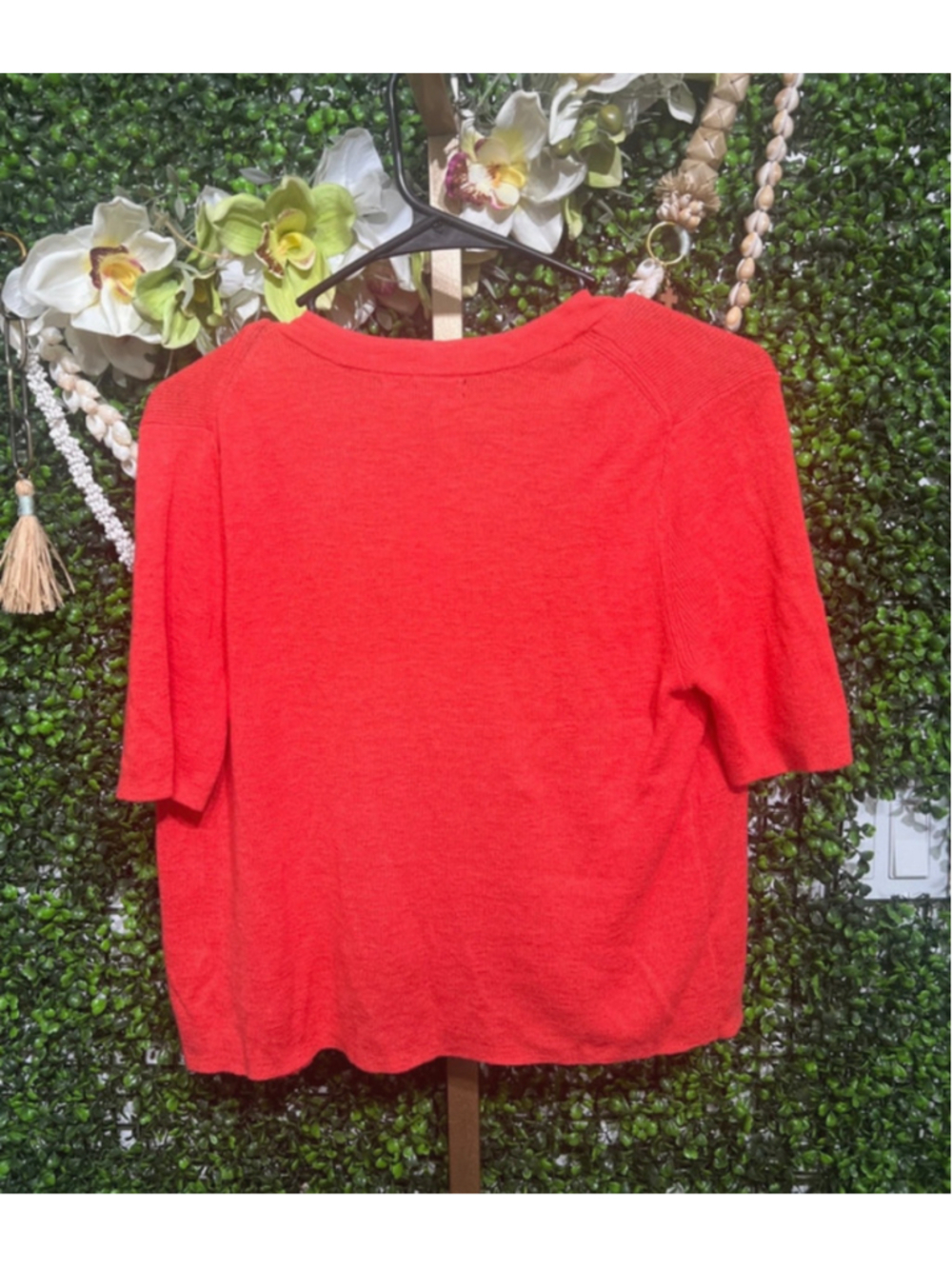 Banana Republic Lightweight Coral Red Short Sleeve Cardigan size Small - Picture 6 of 6